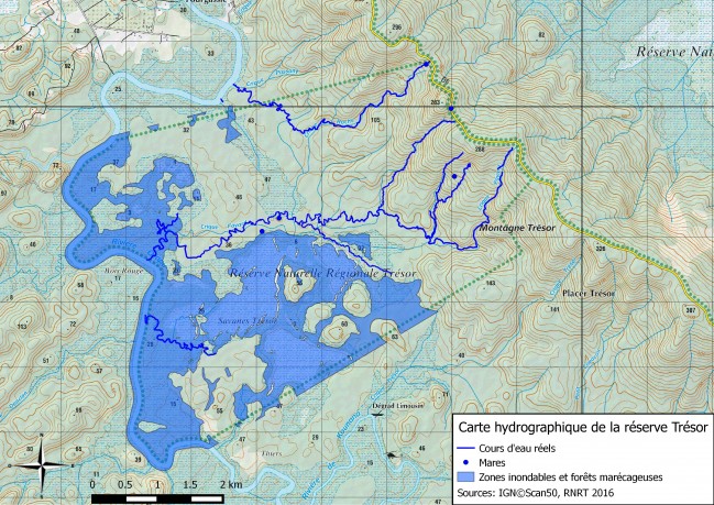 Carte actualisée du réseau hydrographique de la réserve trésor